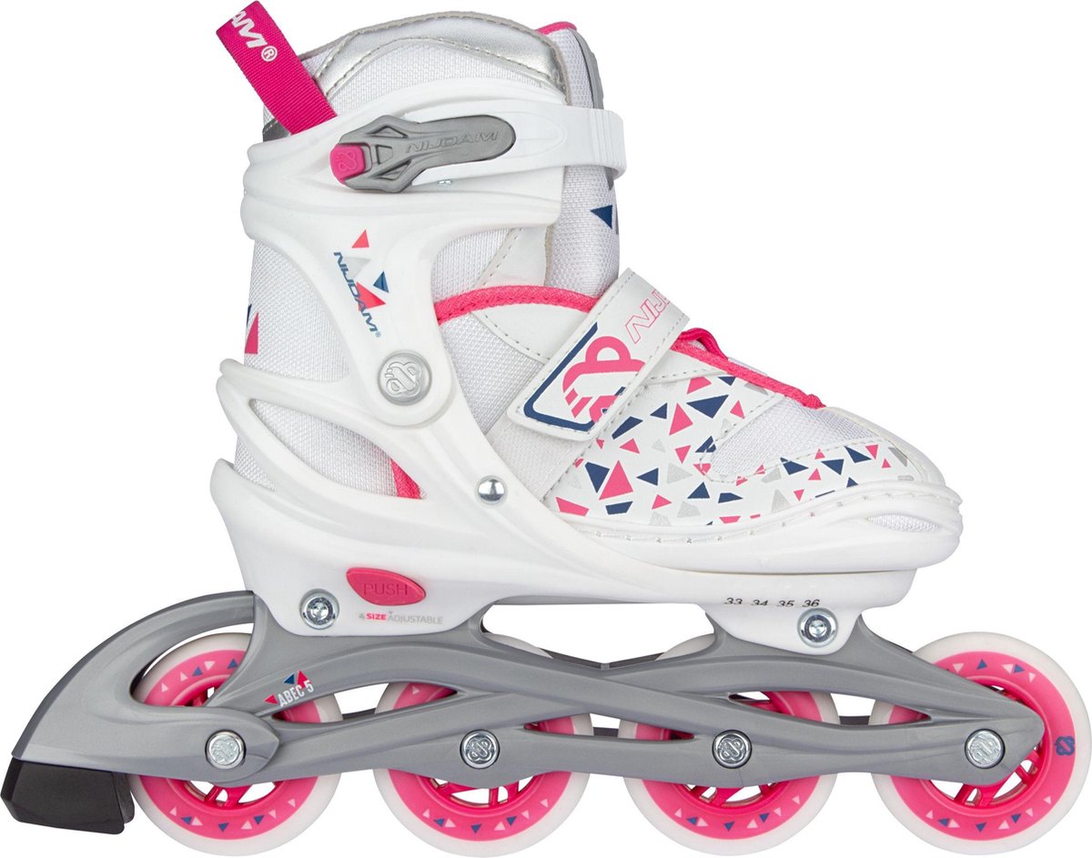 Nijdam verstelbare inlineskates wit roze